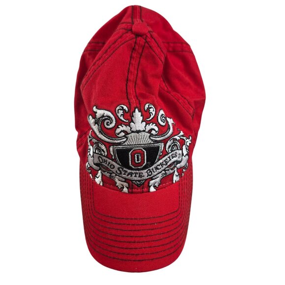 The Ohio State Buckeyes NCAA Embroidered Adjustable Red Baseball Cap Signatures - Picture 1 of 7